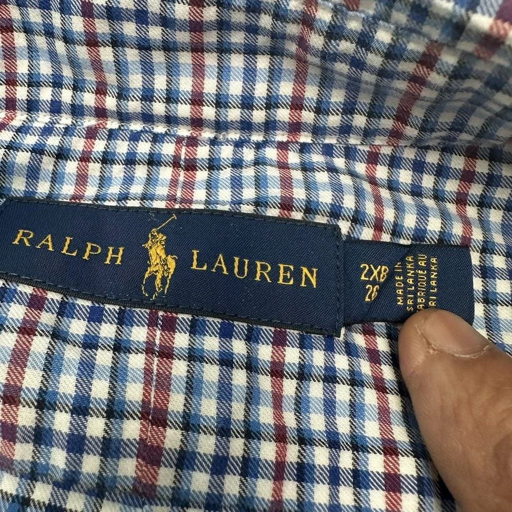 Lot of 3 Polo Ralph Lauren Button Down Dress Shirt Men 2XB Big Blue Plaid Stripe